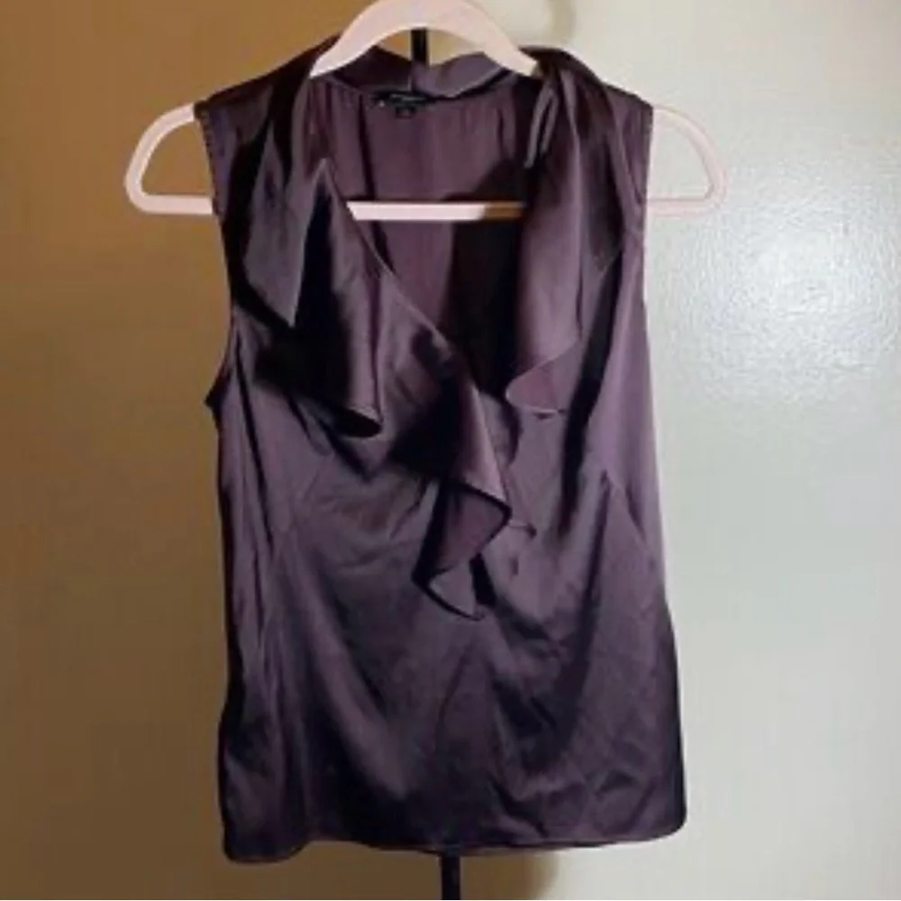 Ann Taylor eggplant Ruffle Sleeveless Blouse - Picture 1 of 5